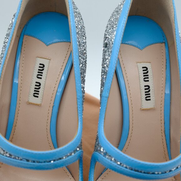 Miu Miu Silver and Blue Heels - Picture 7 of 10